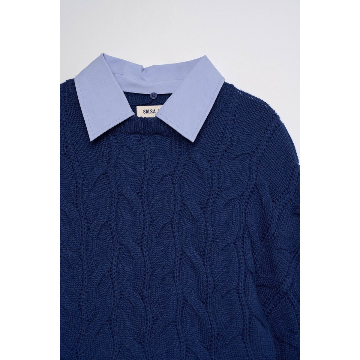 PULL COMBINÉ AVEC CHEMISE bleu, SALSA JEANS
