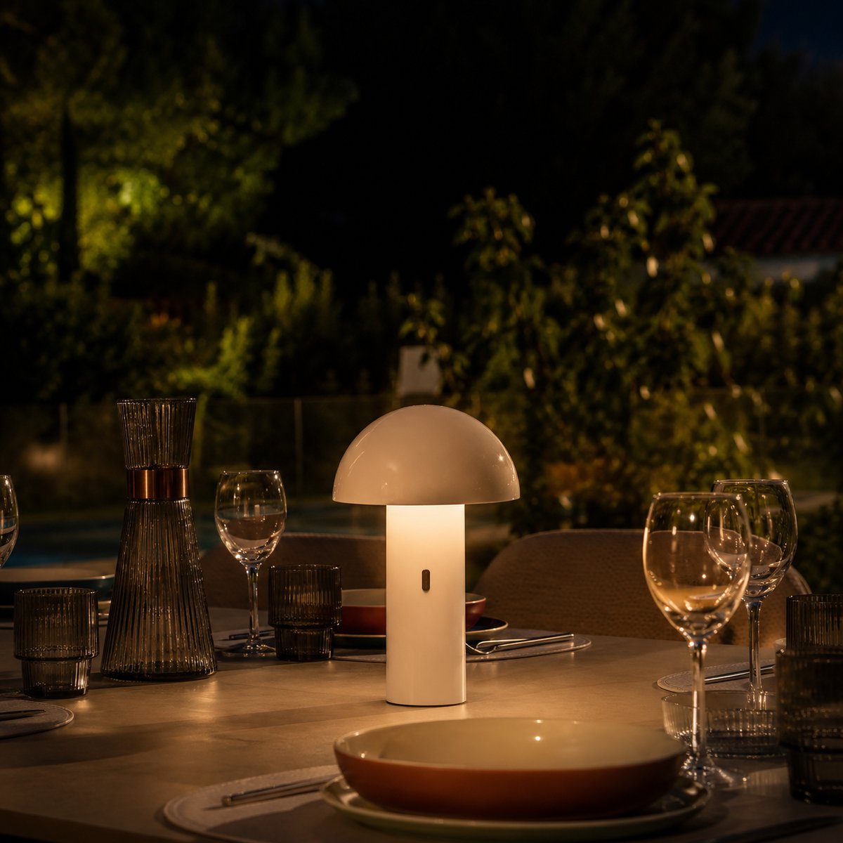 Lampe de table sans fil LED TOD blanc, LUMISKY
