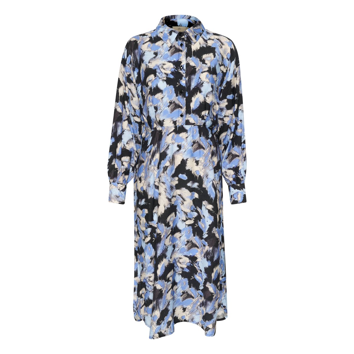 Dress noir/bleu graphic strokes, KAFFE