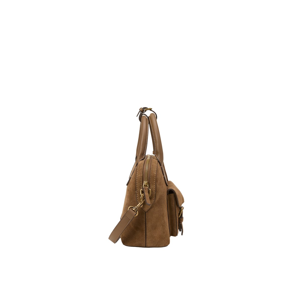 Sac à bandoulière small en cuir de vachette velours doux marron, MARC O'POLO