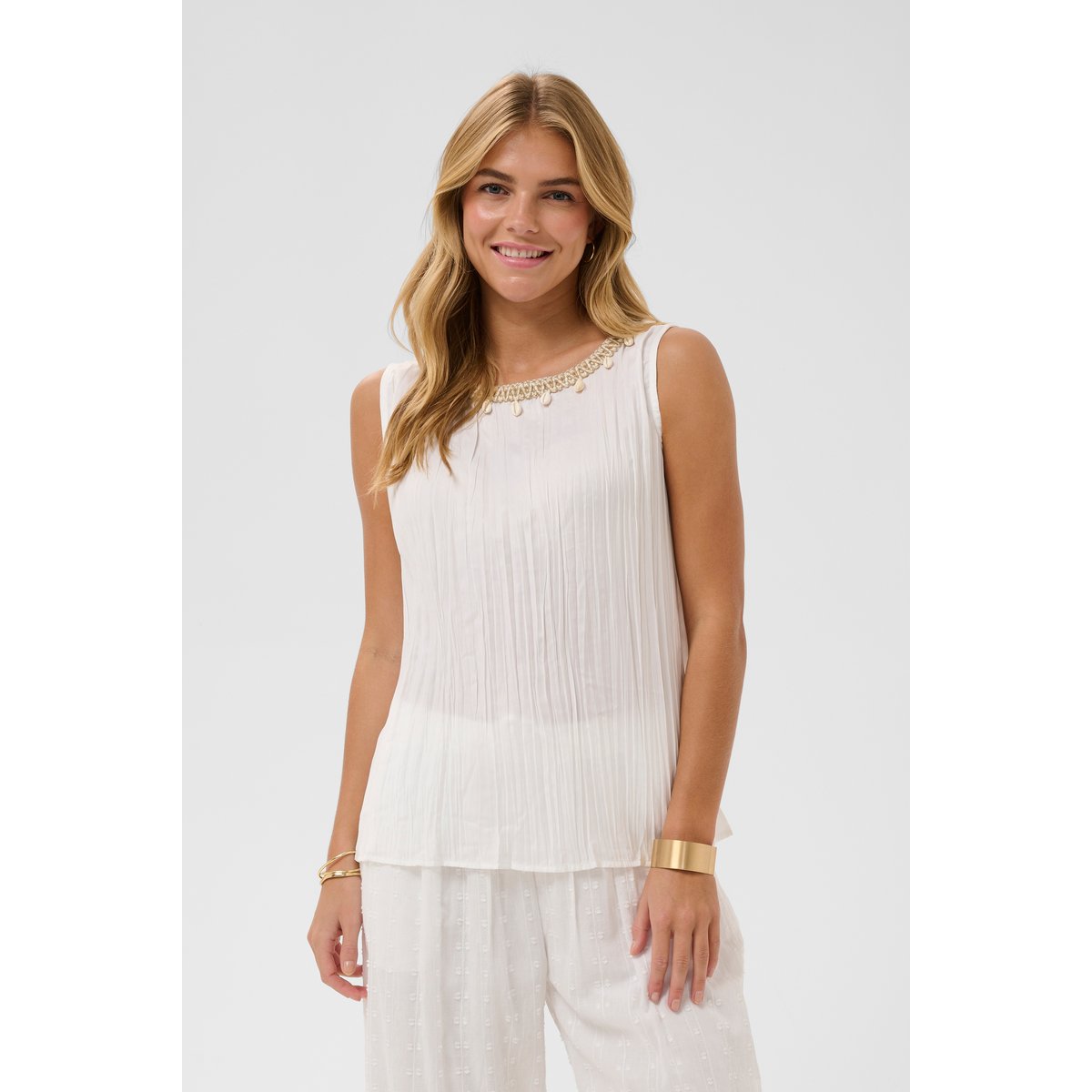 Blouse à manches longues blanc snow white, CREAM
