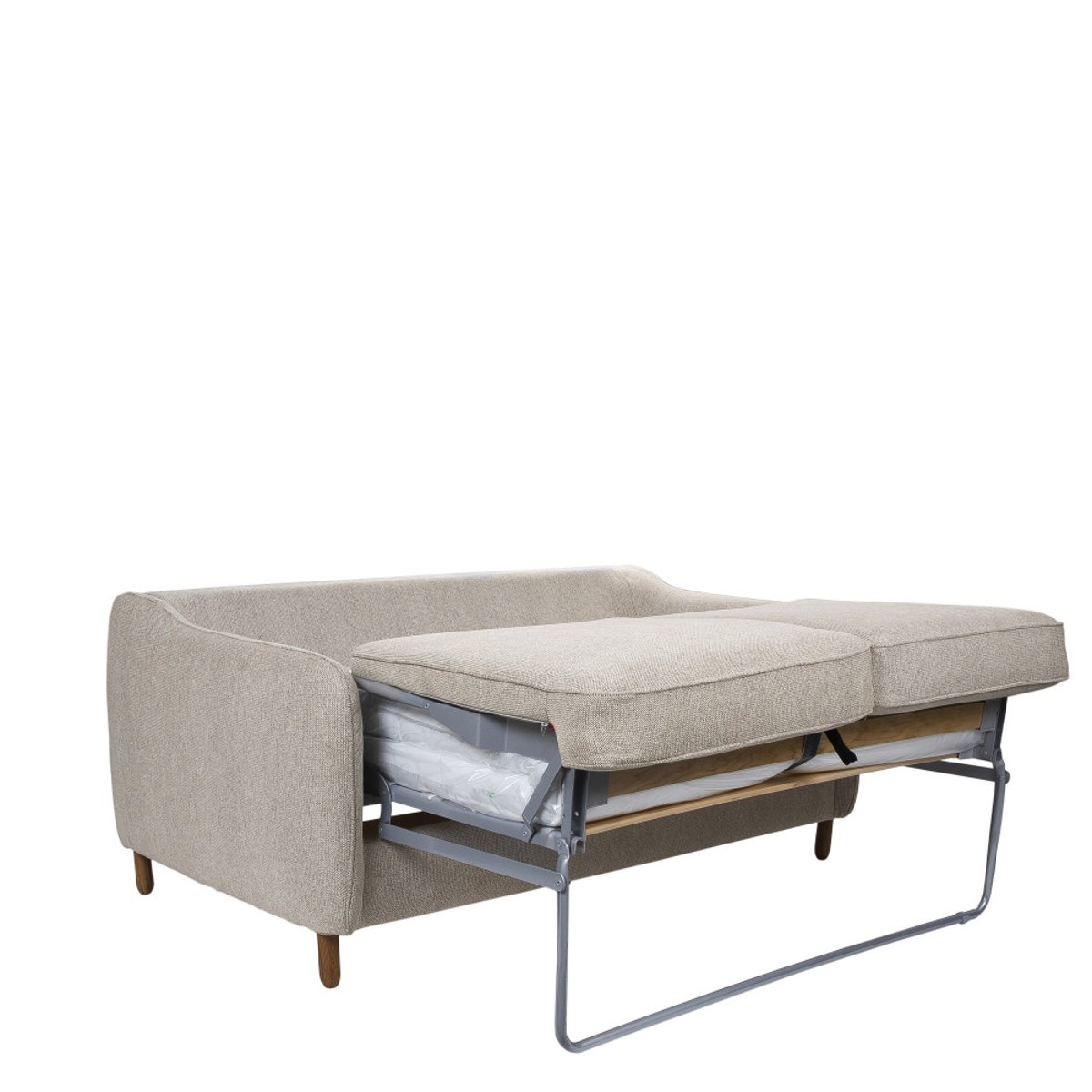 Canapé convertible express 3 places en tissu pieds bois foncé- VORNAY naturel chiné, DRAWER