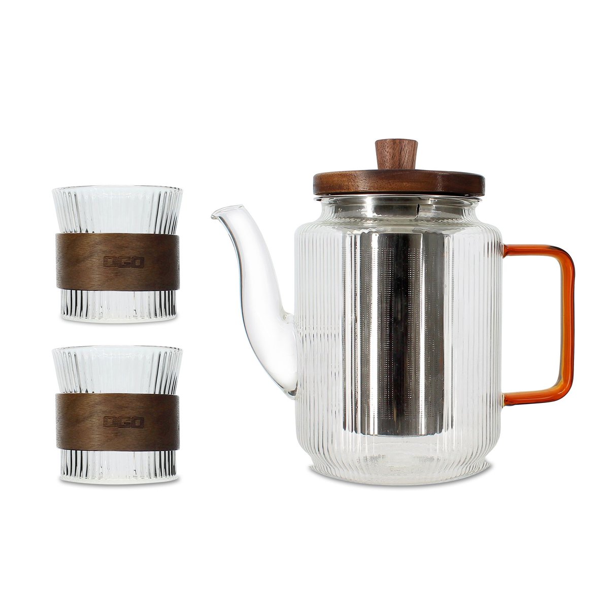Théière 55cl avec tasse en verre 15cl, KARL naturel-transparent, OGO LIVING