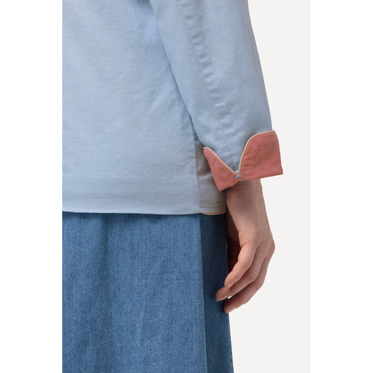 Veste Janker en lin mélangé, col montant bleu ciel, ULLA POPKEN