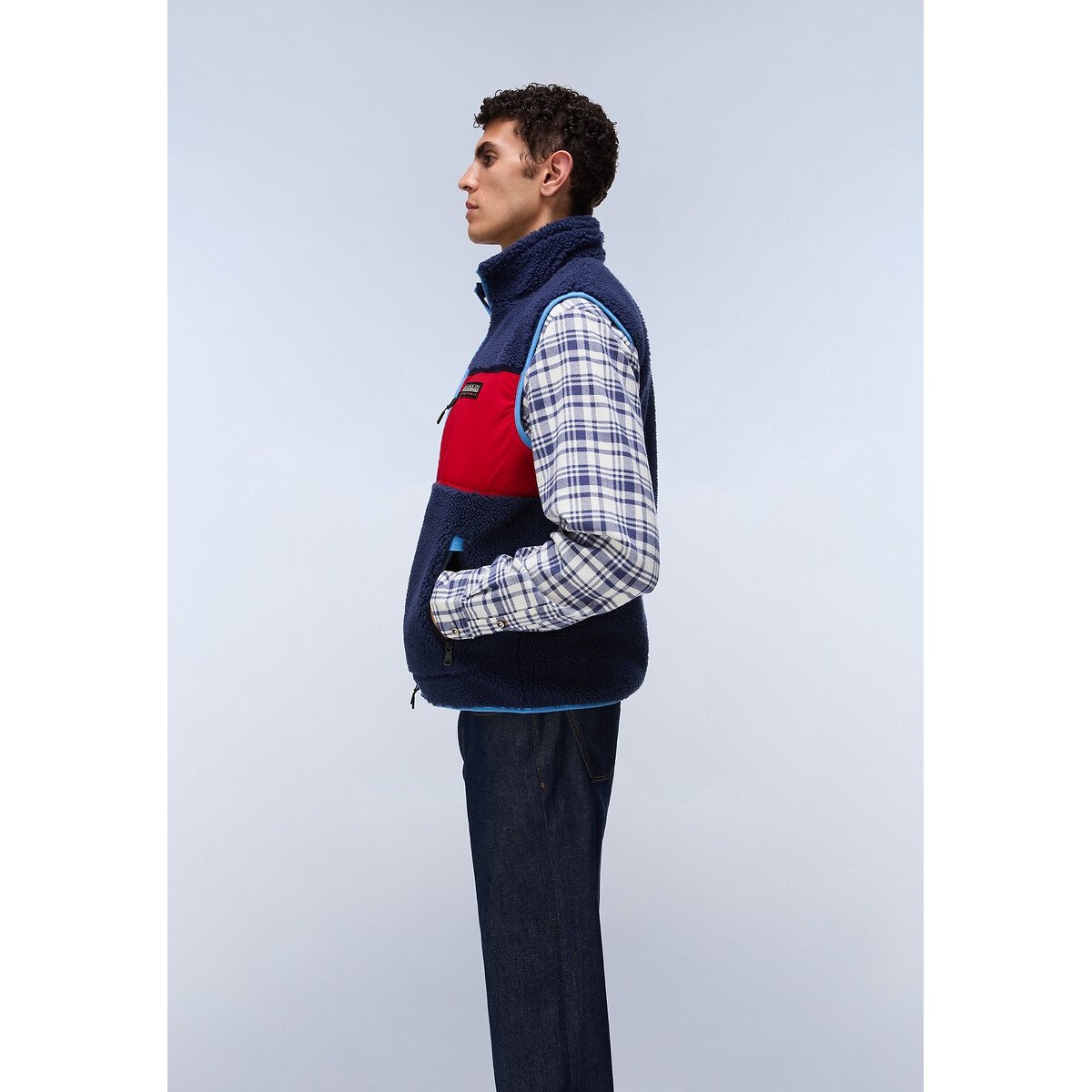 Polaire sherpa sans manches zippée, Yupik bleu marine/rouge, NAPAPIJRI