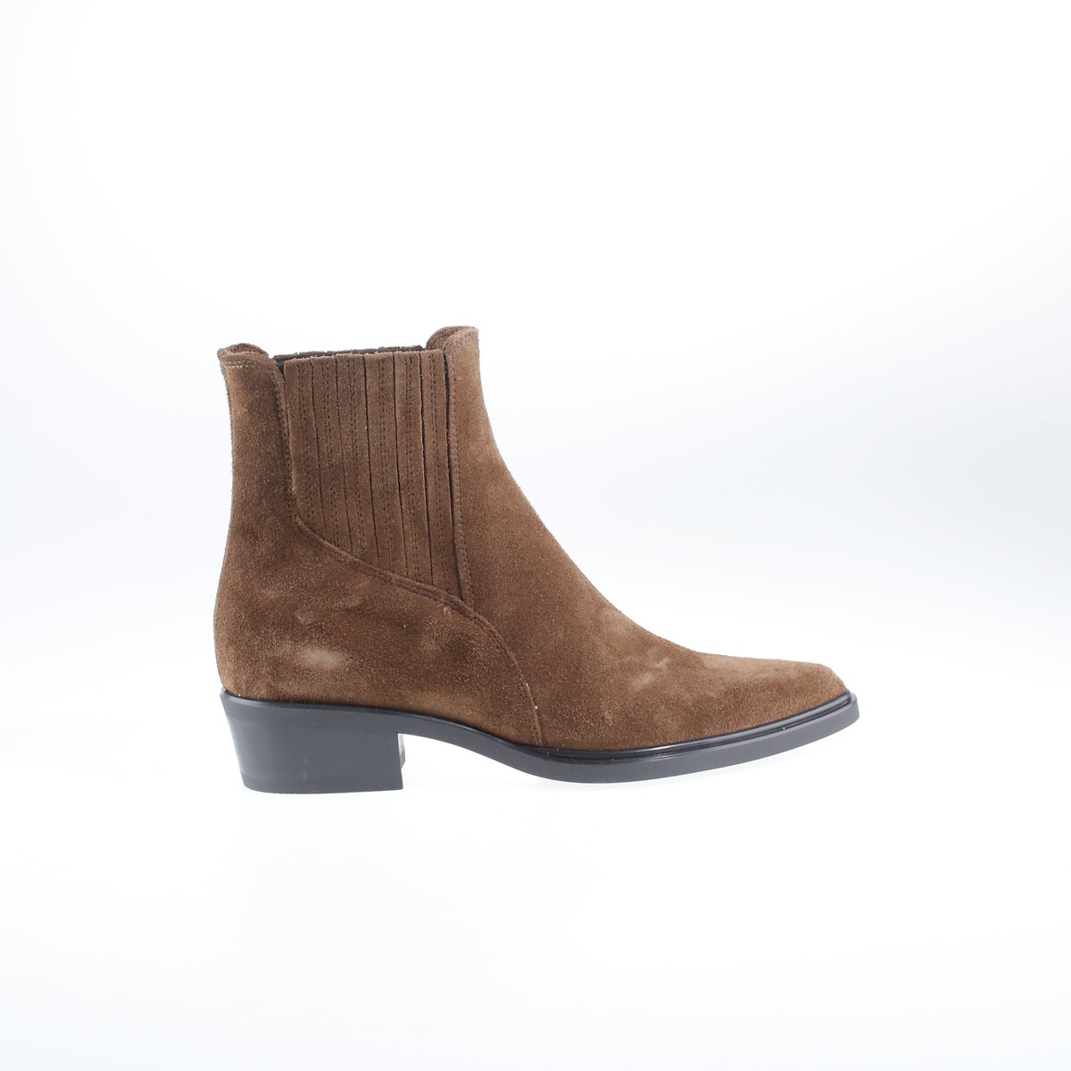 Botas pontiagudas, em pele camurça caju, MJUS