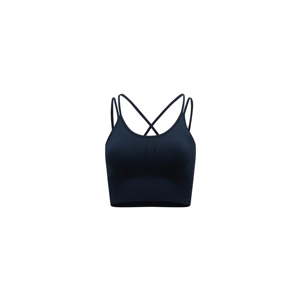 Brassière de sport femme India maintien moyen bretelles coussinets amovibles bleu marin, BORN