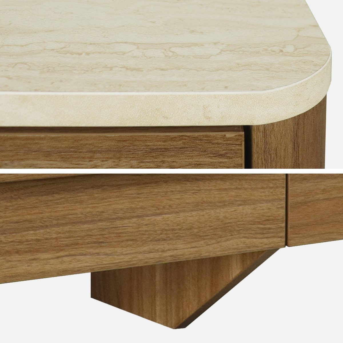 Commode décor bois et effet travertin 6 tiroirs  ARETHA noyer, SWEEEK