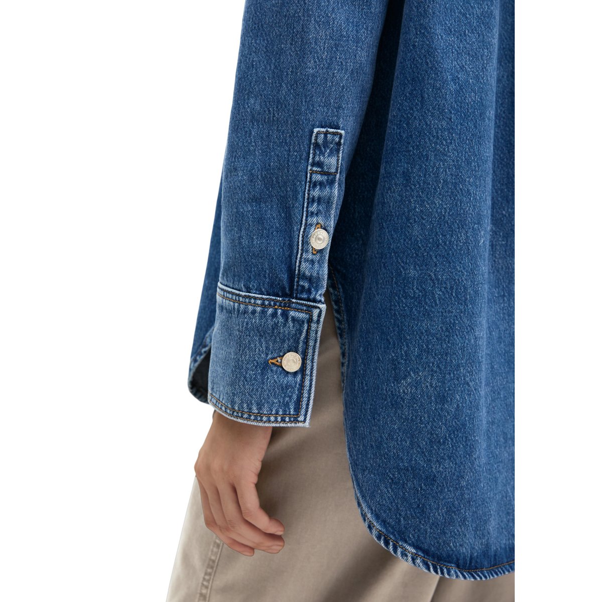 Chemisier en jean style décontracté en denim rigide bleu, MARC O'POLO