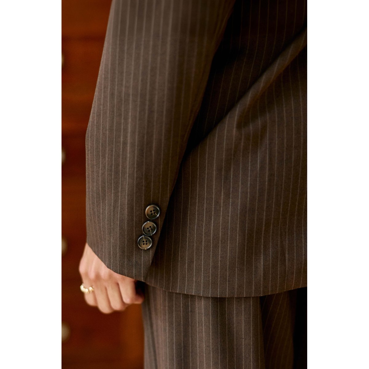 Veste col tailleur imprimé à rayures VIANI 16-marron/ecru, LA PETITE ETOILE
