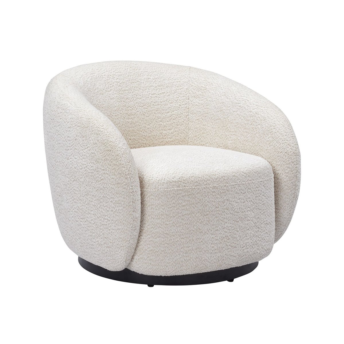 Fauteuil pivotant en tissu effet bouclette beige ASSA ecru, ZAGO