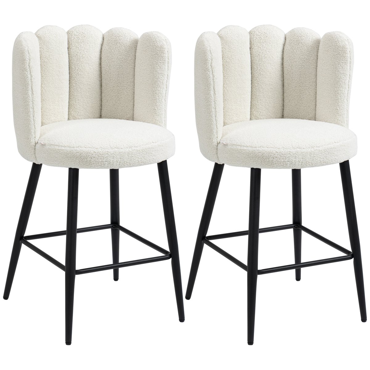 Tabouret de bar Tissu 100% polyester Blanc crème, noir, HOMCOM