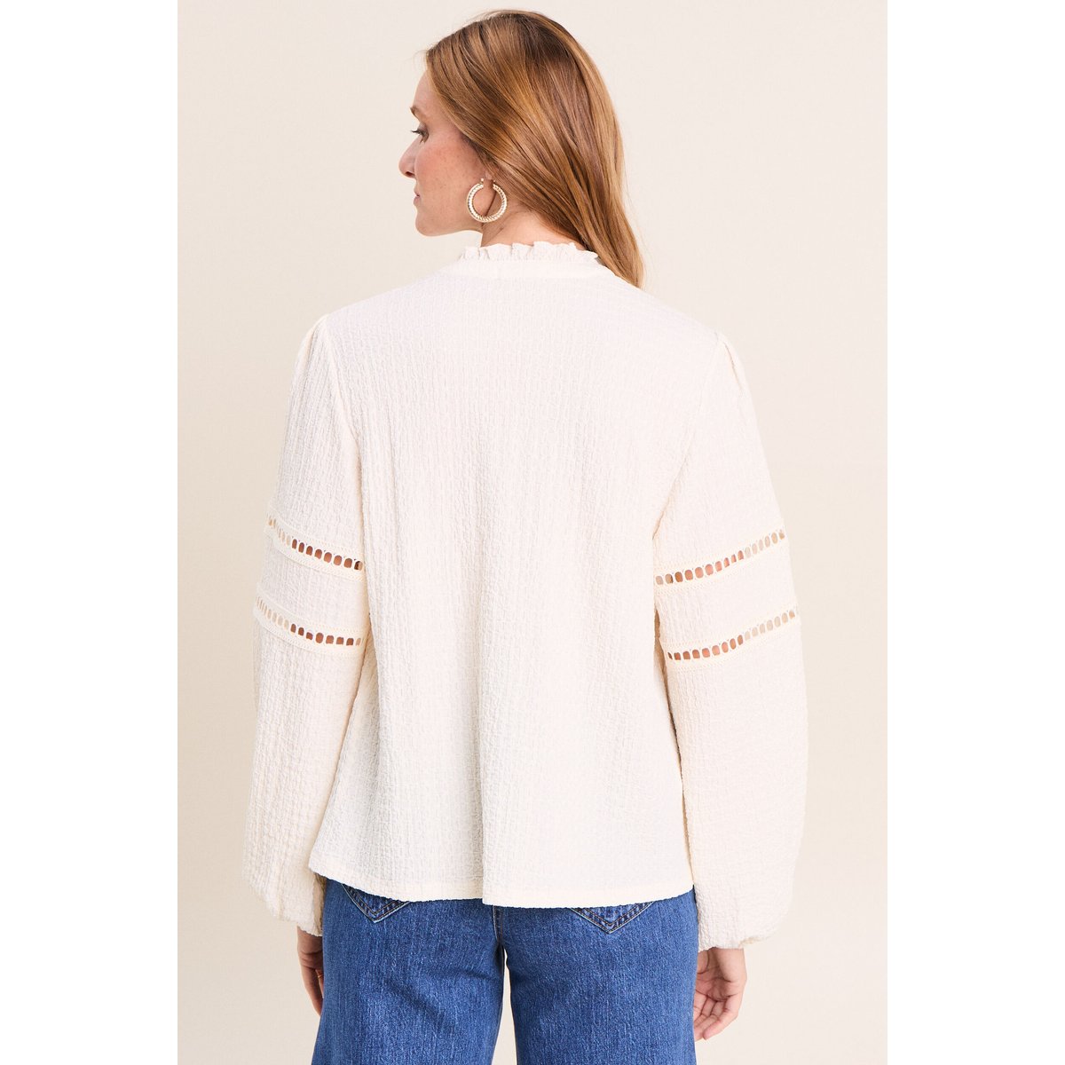 Blouse col v manches longues ecru, BREAL