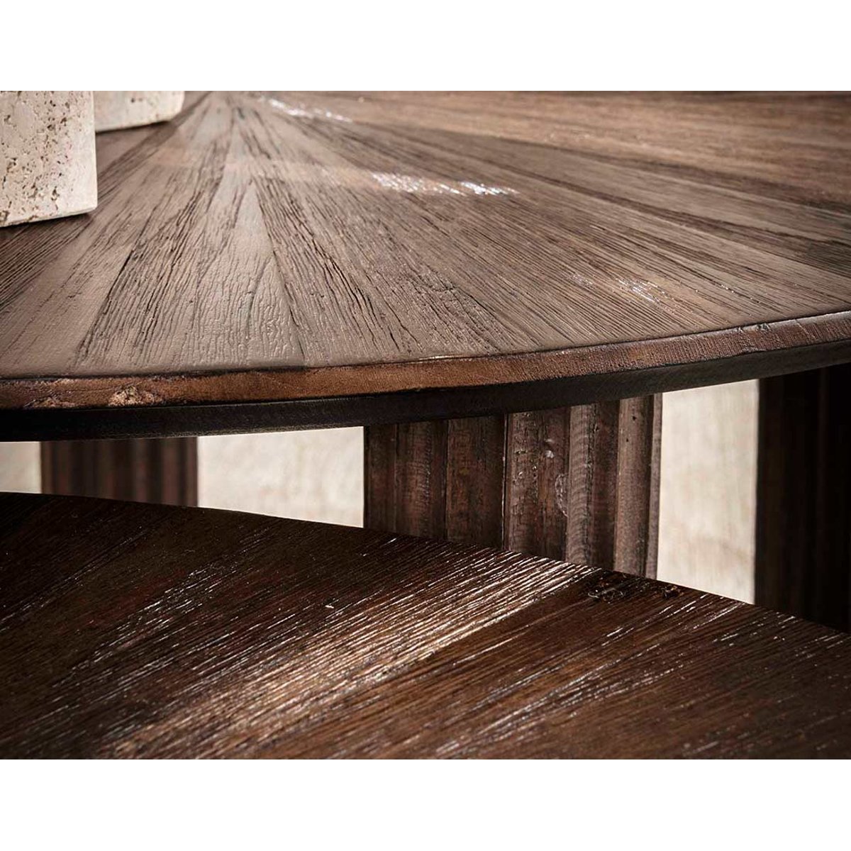 Lot de 2 tables basses gigognes en teck massif, TANIA bois, BEST MOBILIER