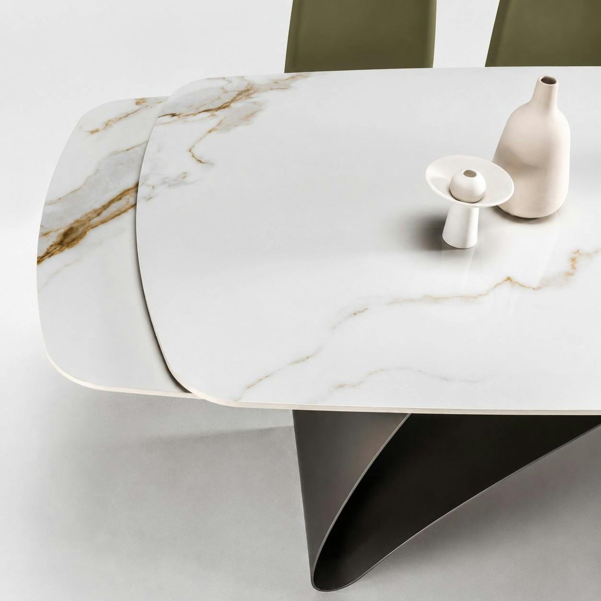Table design en céramique, plateau extensible 8 / 10 places LORA marbre blanc, PIER IMPORT