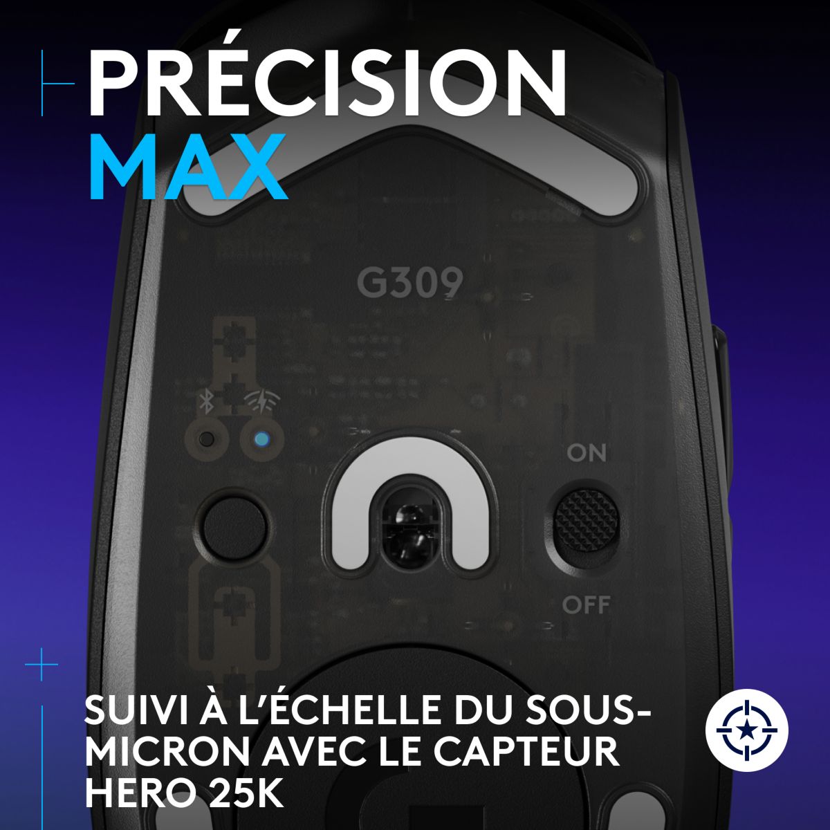 Souris Gamer Sans Fil G309 Lightspeed Noir couleur unique, LOGITECH