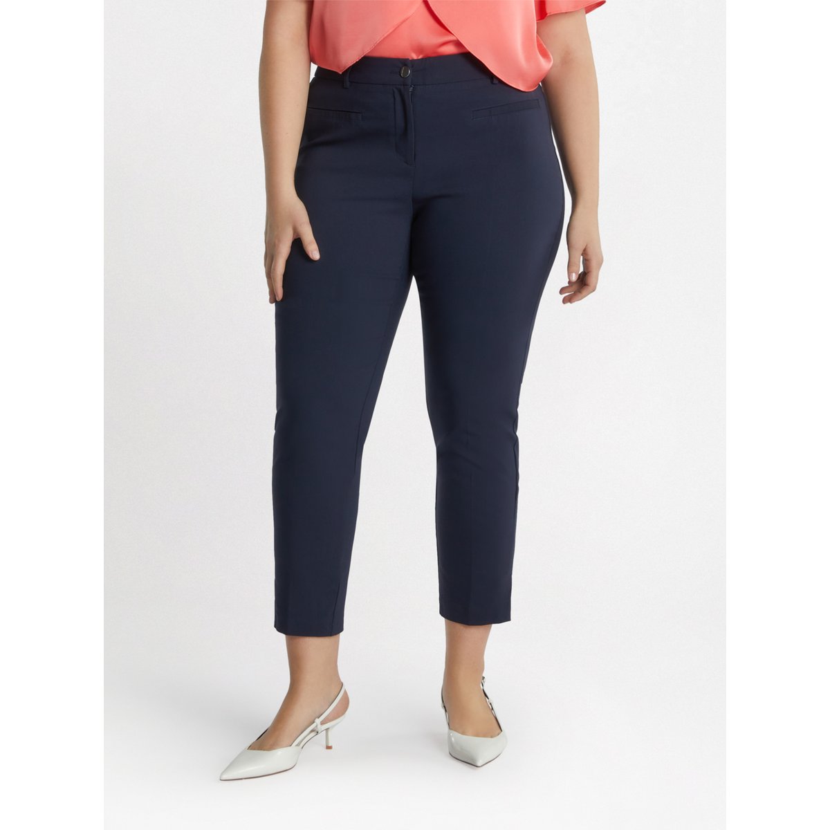 Pantalon droit en viscose LENZING™ ECOVERO™ bleu, FIORELLA RUBINO