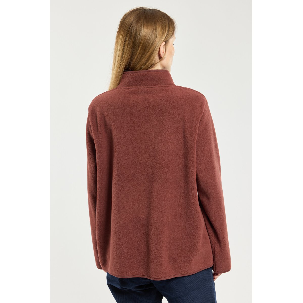 Polaire boutonnée MERSONI cabernet/brique, BERMUDES