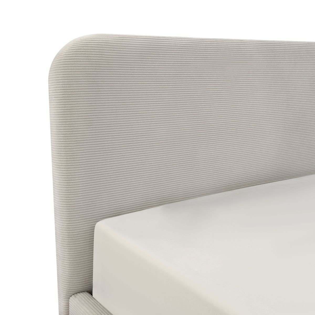 Lit coffre 140x190 cm en velours côtelé beige avec tête de lit et sommier - LIVY beige, CALICOSY