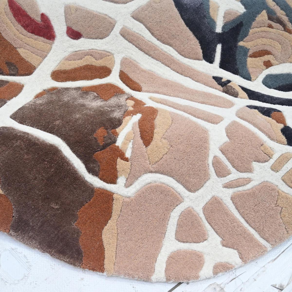 Tapis salon, motif fresque artistique, texture en relief, WOWW beige, marron, multicolore, UN AMOUR DE TAPIS