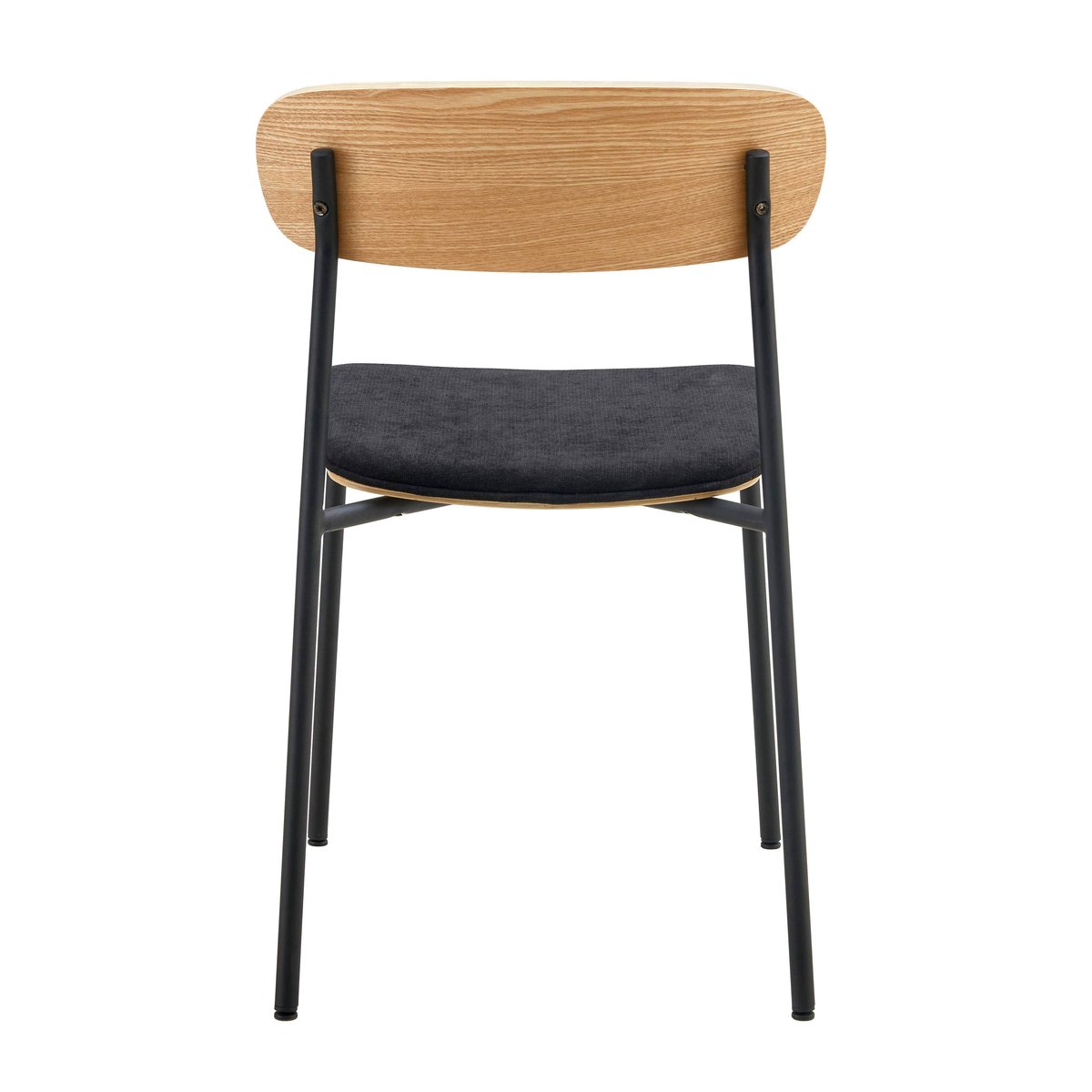 Lot de 2 chaises en métal, bois et tissu, LEXY noir, OVIALA