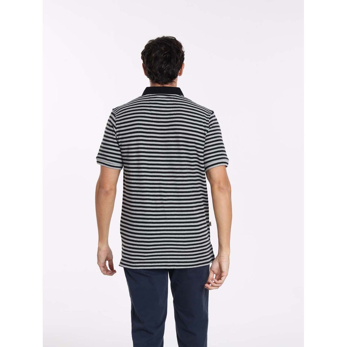 Polos manches courtes en coton OSAKA marine/gris chine, GENTLEMAN FARMER