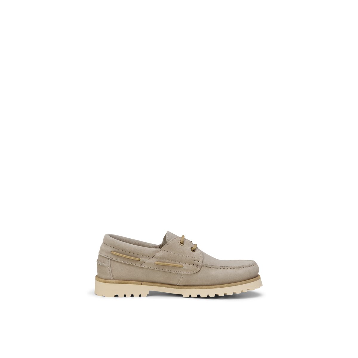 Chaussure bateau modèle Levi en cuir velours doux beige, MARC O'POLO