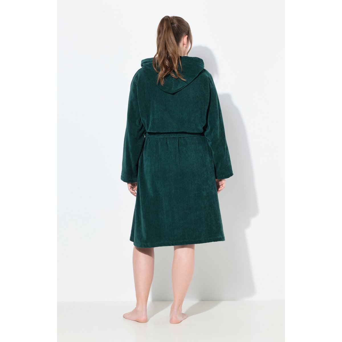Peignoir réversible en tissu éponge vert minuit, ULLA POPKEN