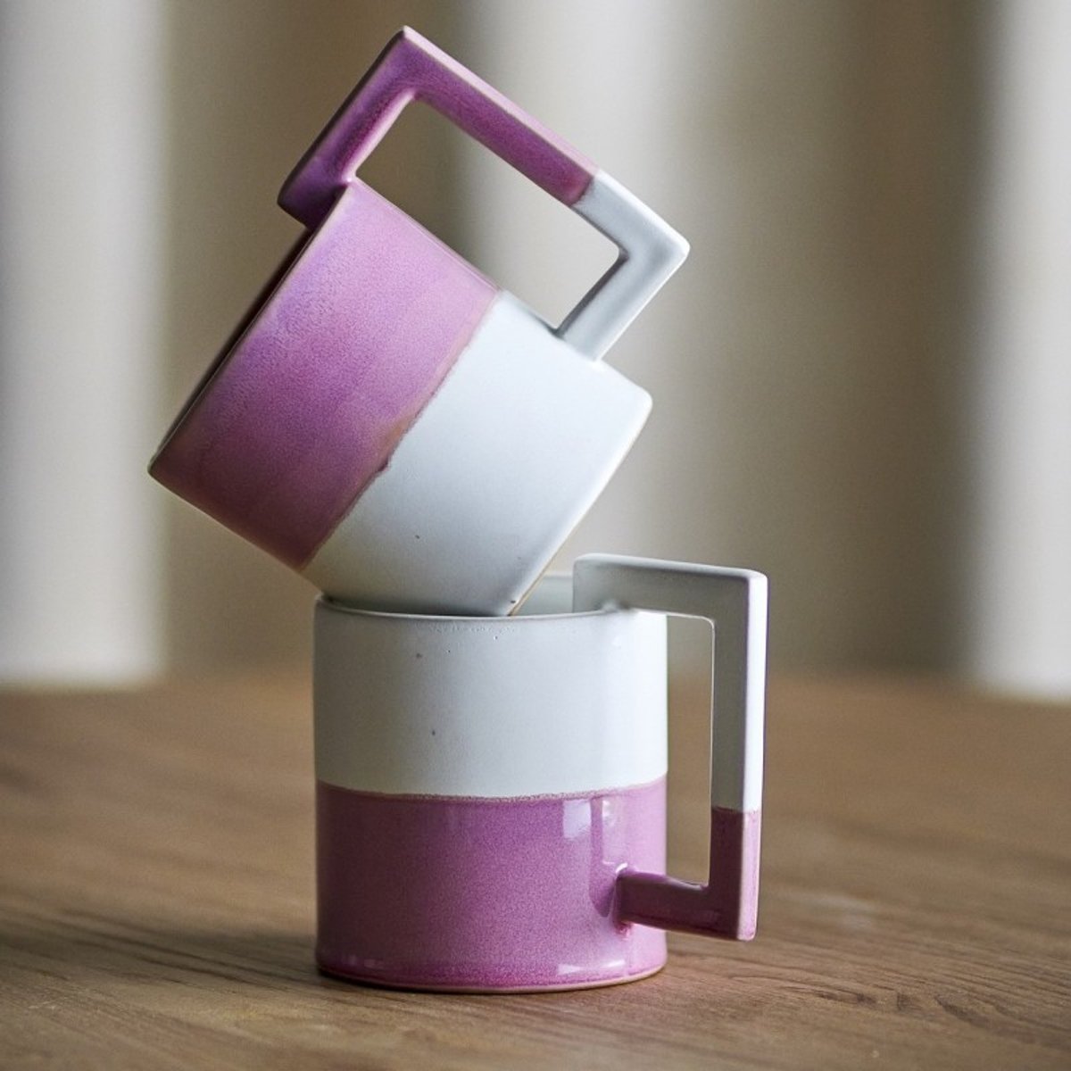 Mug design grès RANYA set de 2 rose, BLOOMINGVILLE
