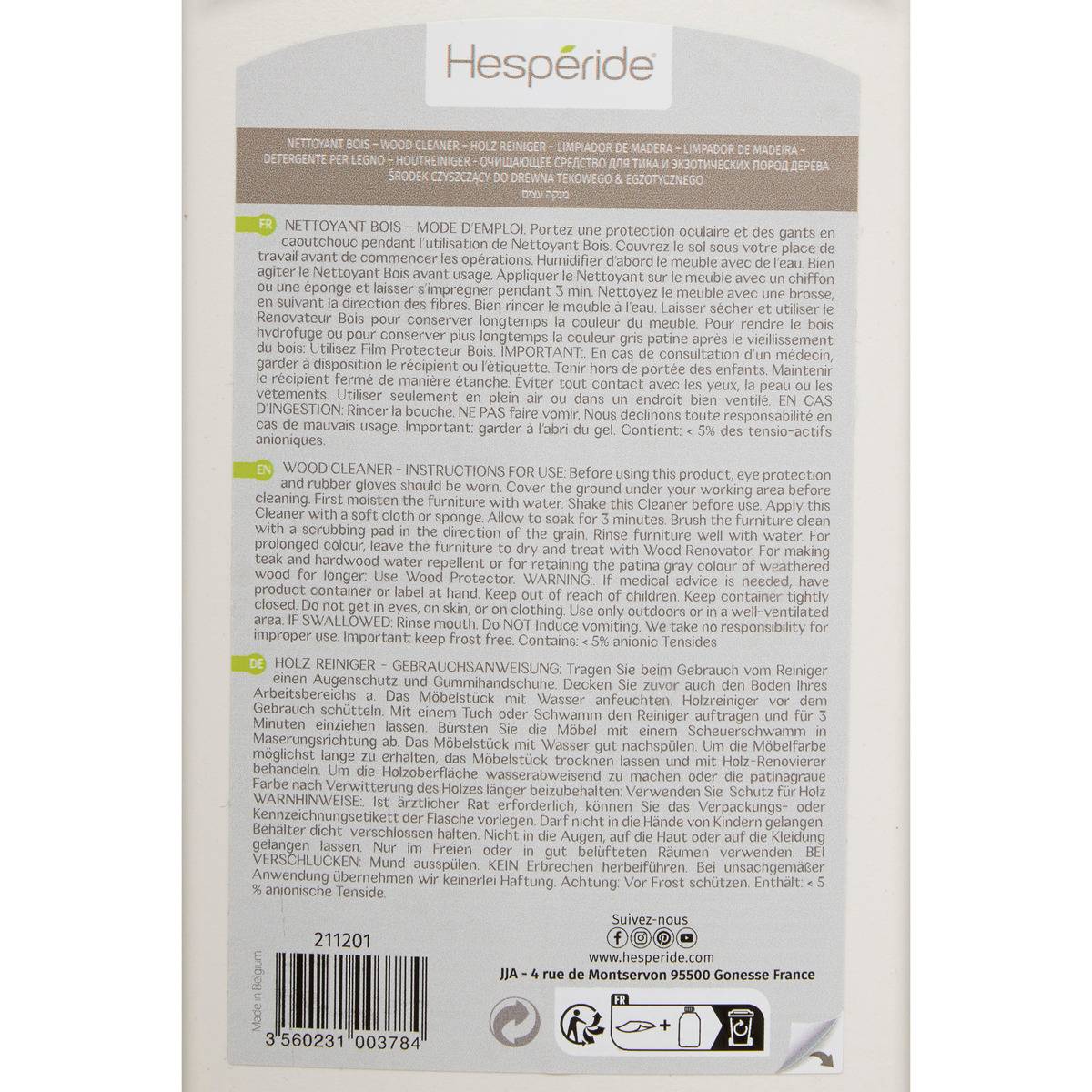 Nettoyant pour mobilier extérieur bois exotique 1L blanc, HESPERIDE