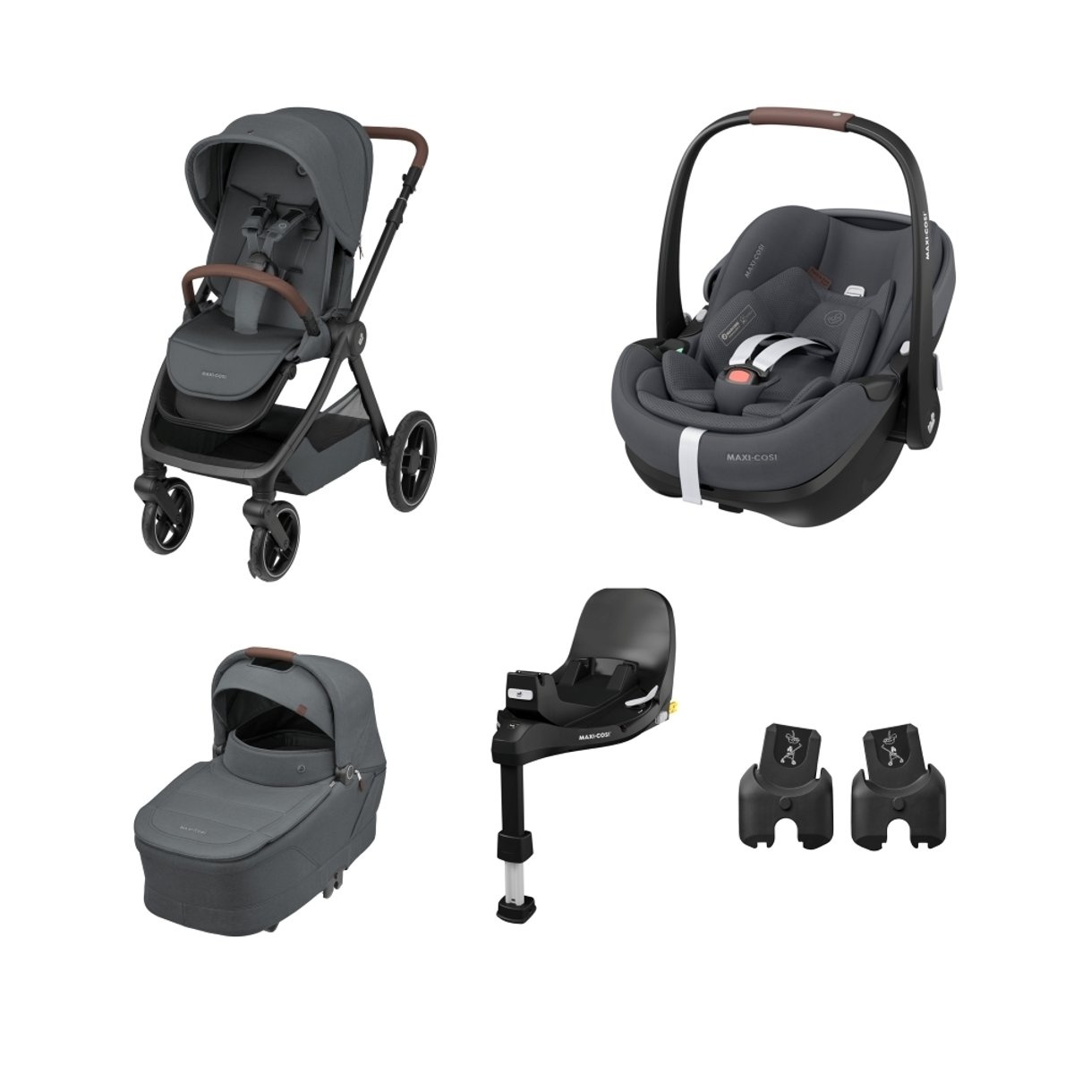 Pack Poussette Naissance Oxford+, Cosi Pebble 360 Pro 2, Embase FamilyFix 360 Pro twillic graphite, MAXI COSI