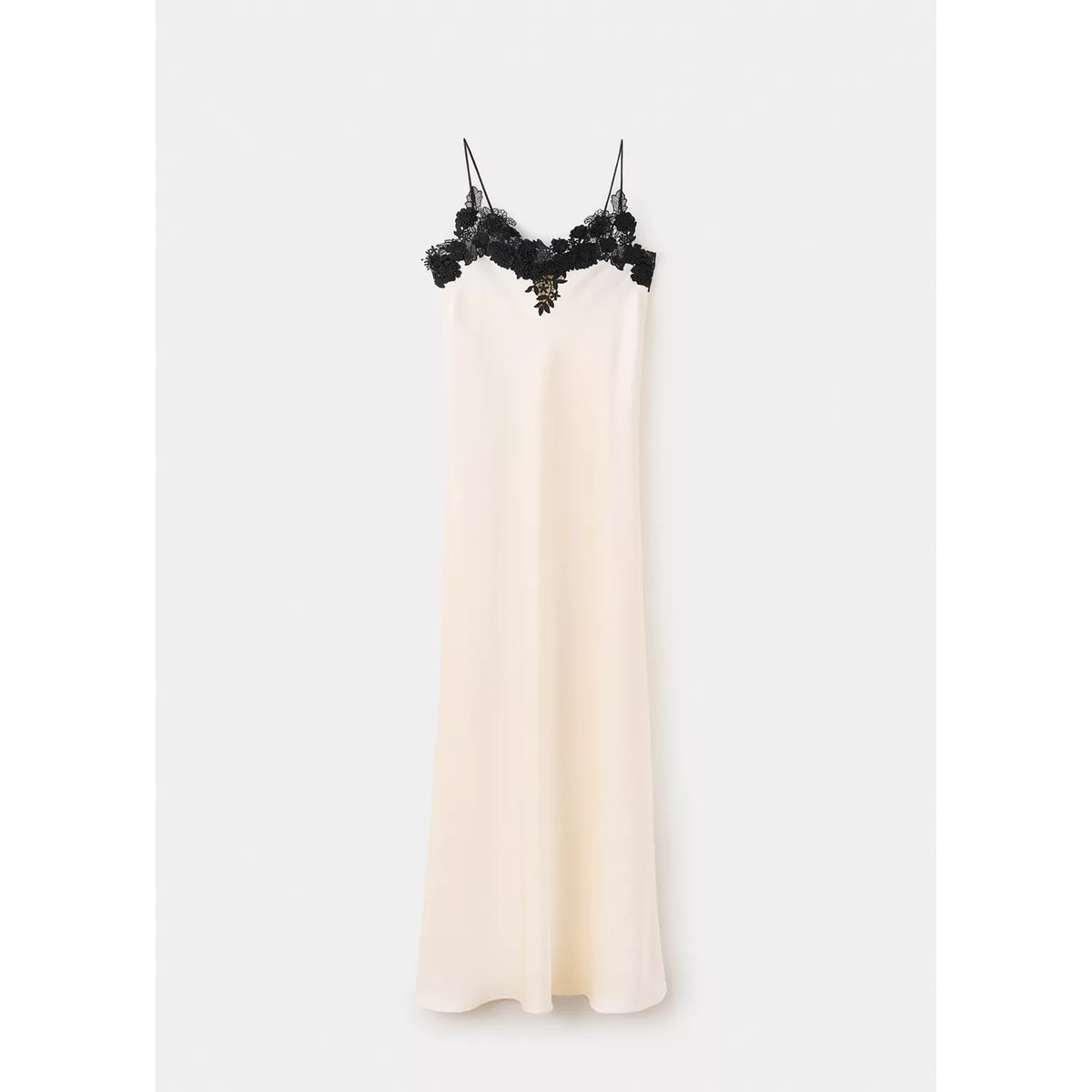 Robe en satin détail guipure écru, MANGO