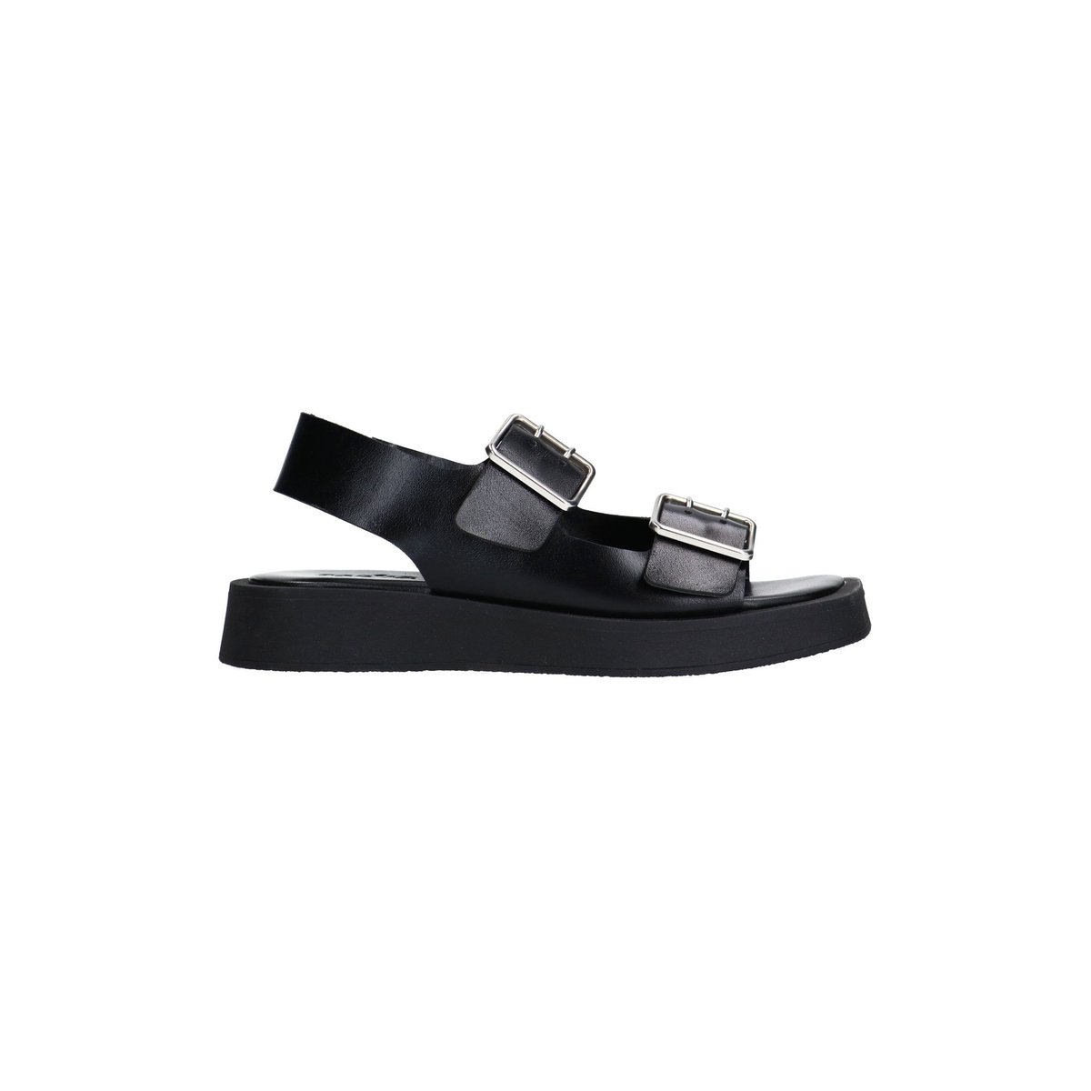 Sandales plateforme en cuir avec boucles noir, SACHA
