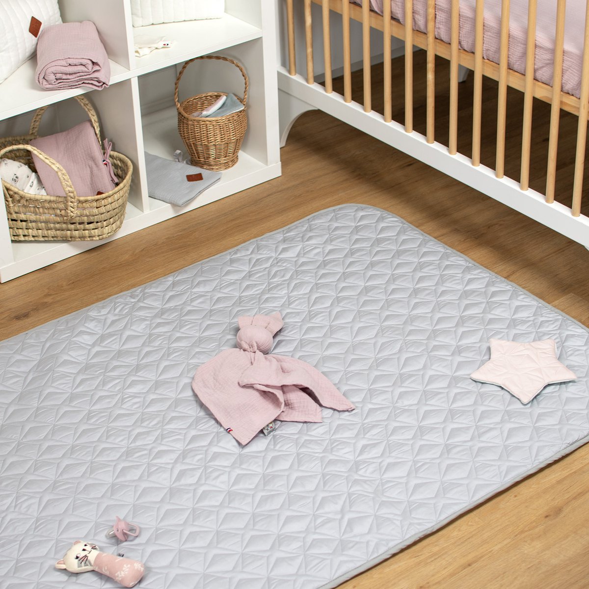 Tapis de parc, tapis d'éveil bébé réversible URBAN rose, SEVIRA KIDS