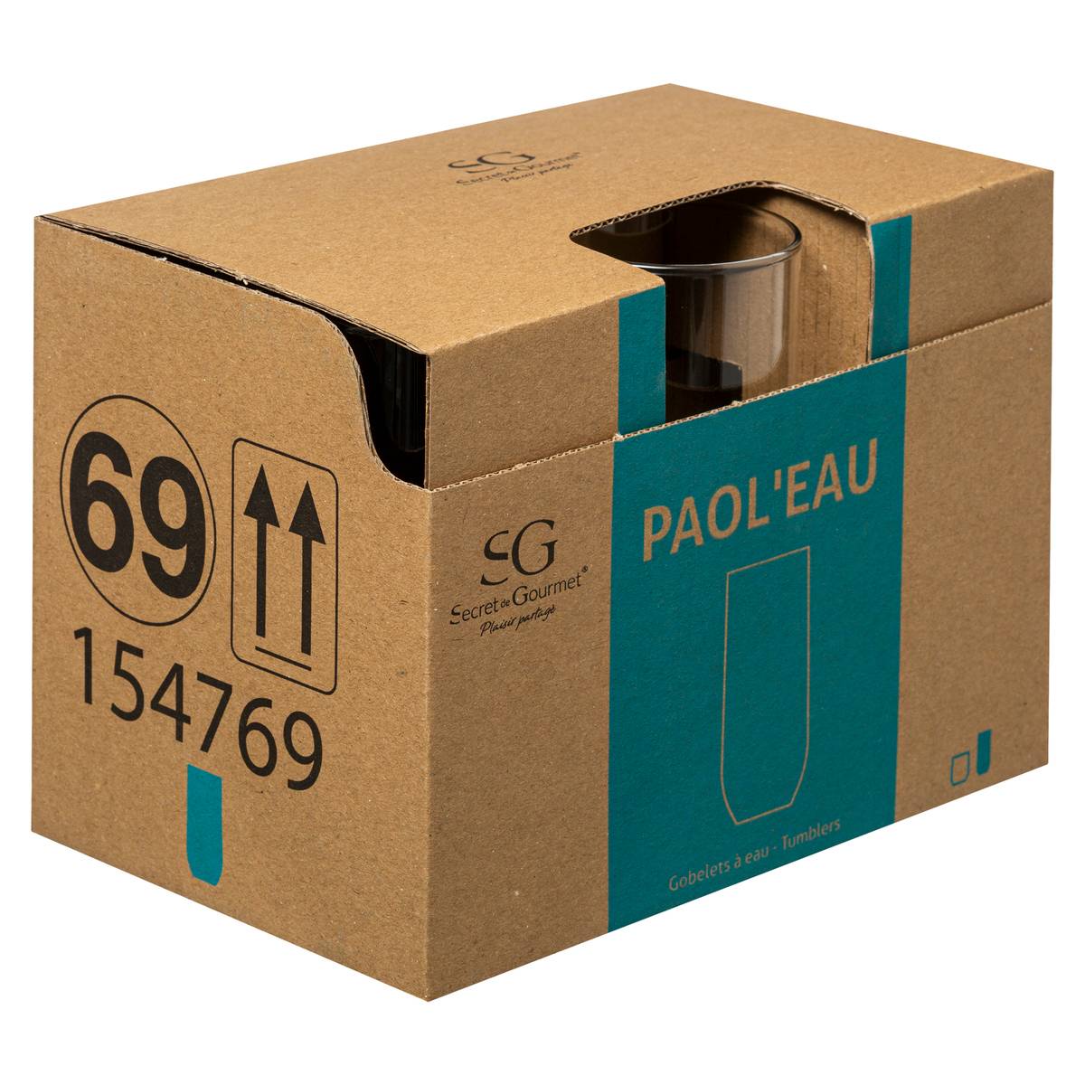Lot de 6 verres hauts en verre PAOL'EAU transparent, SECRET DE GOURMET