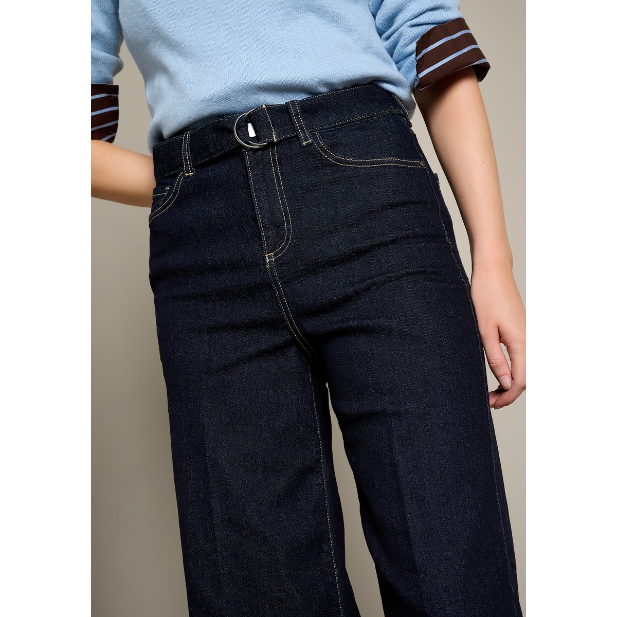 Jean large taille haute dark blue, LOLALIZA