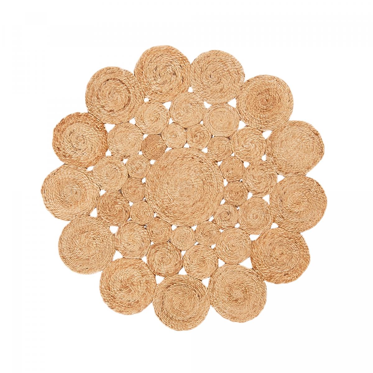 Tapis rond fait main en jute motif rond WOOD beige, UN AMOUR DE TAPIS