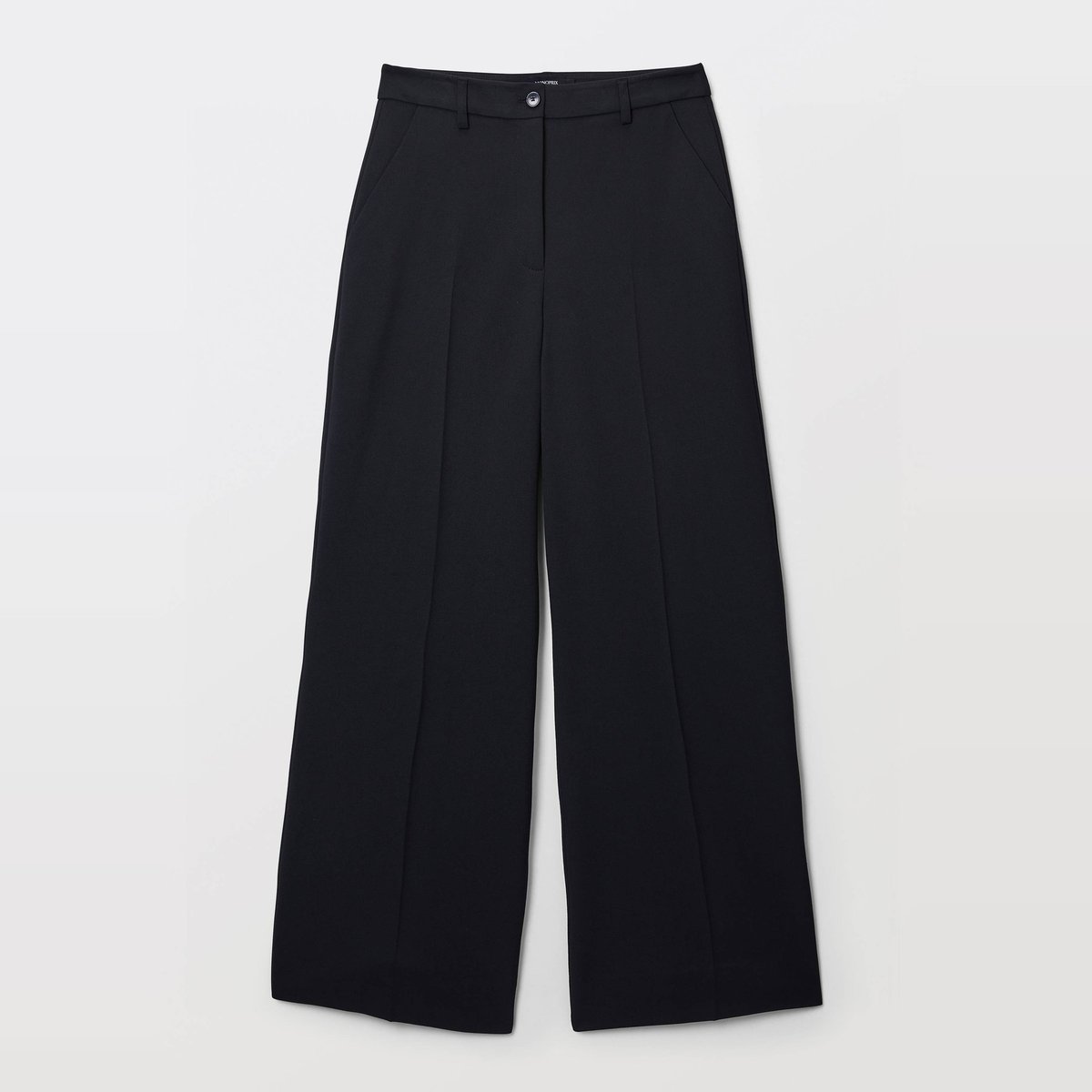 Pantalon large uni noir, MONOPRIX