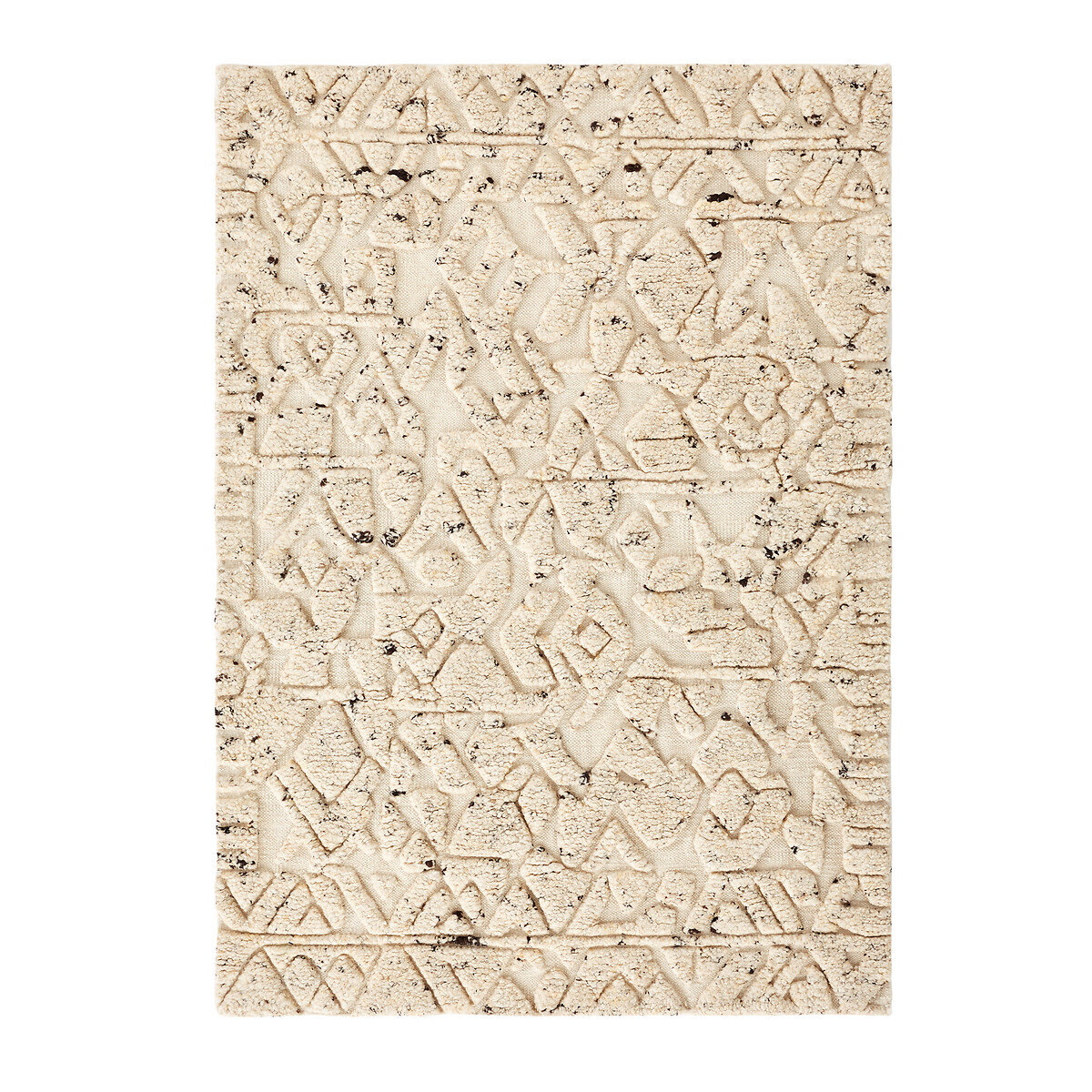 Tapis noué main, en pure laine reliefée, Agnix ecru chiné, AM.PM