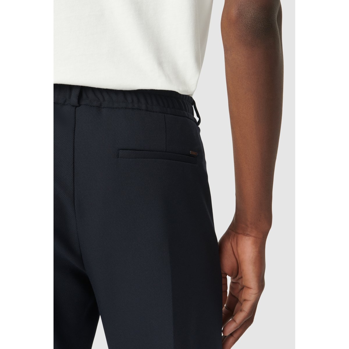 Pantalon de costume élastiqué dos bleu marine, IKKS