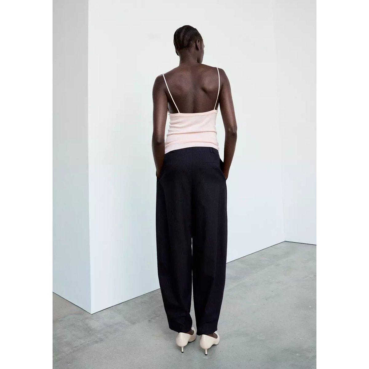 Top en maille dentelle rose pastel, MANGO