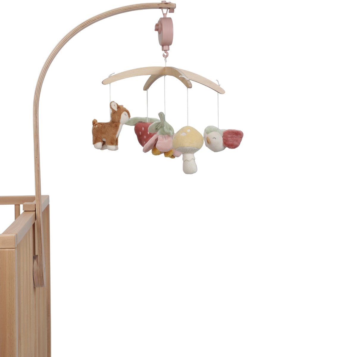 Mobile musical rose, jaune, vert, beige, multicolore, bois, marron, LITTLE DUTCH