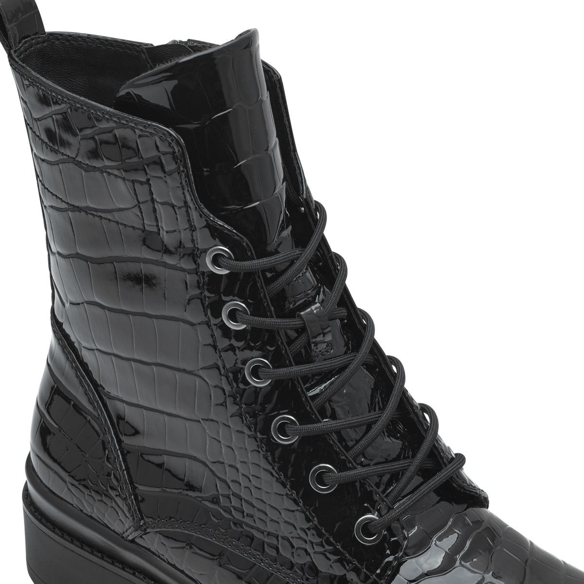 Bottine à talon noir croco, TAMARIS