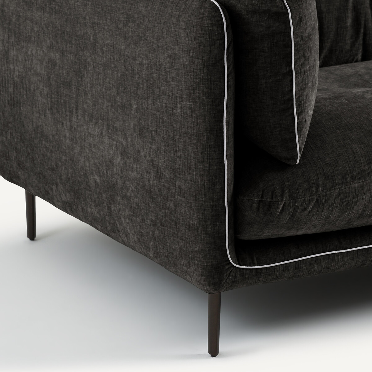 Compacte zetel in chenille fluweel, Botero basalt, AM.PM