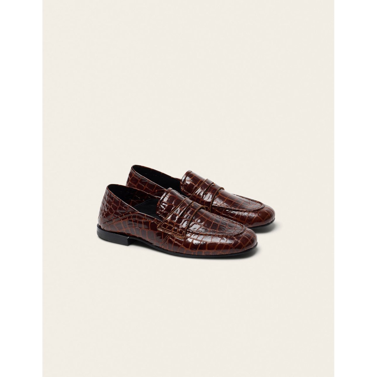 Mocassins GEMA cuir croco marron, ODAJE
