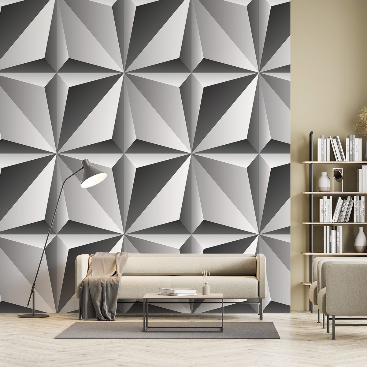 Papier peint metal 3d intissé, HEXOA