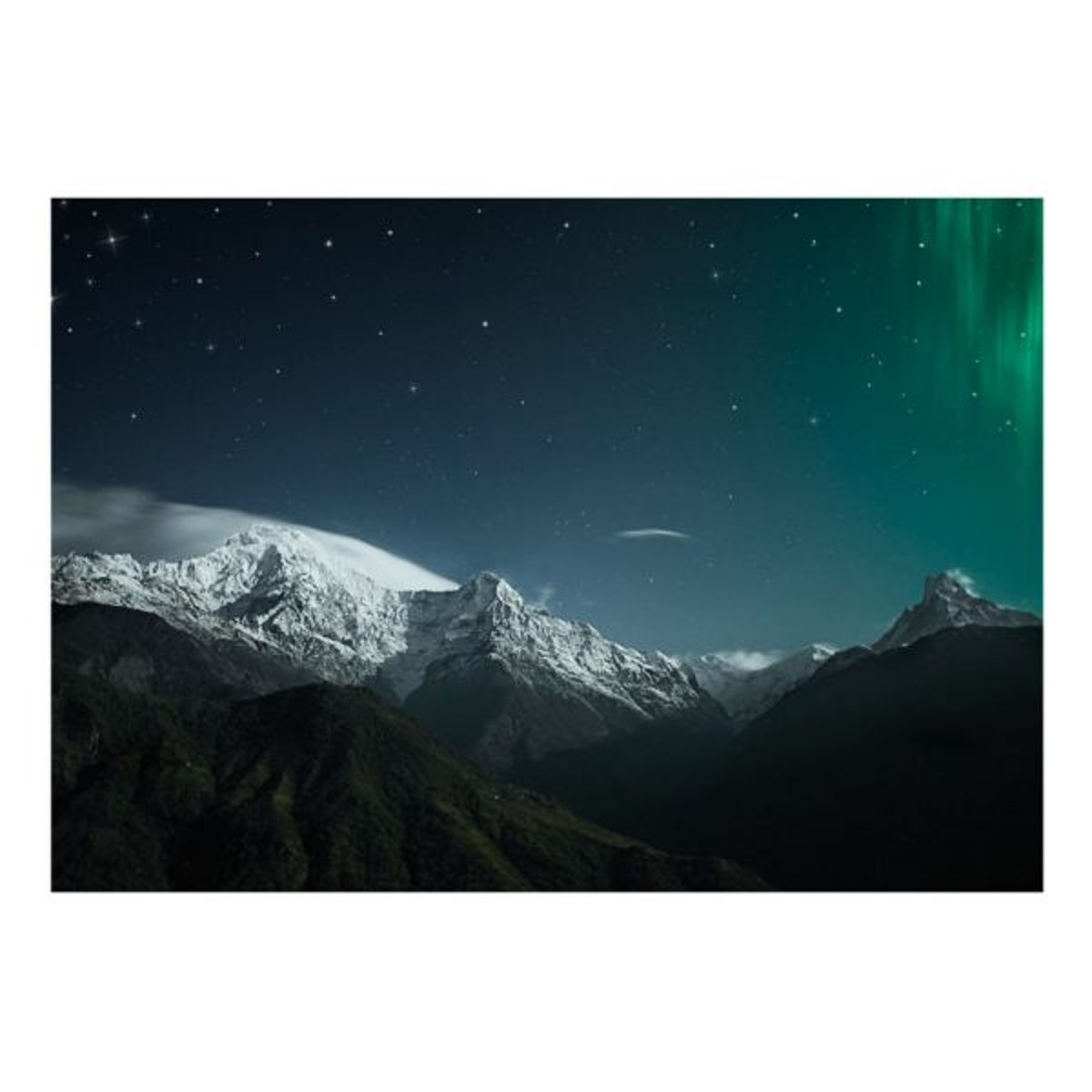 Papier peint intissé panoramique Paysage Northern lights noir, EDEN