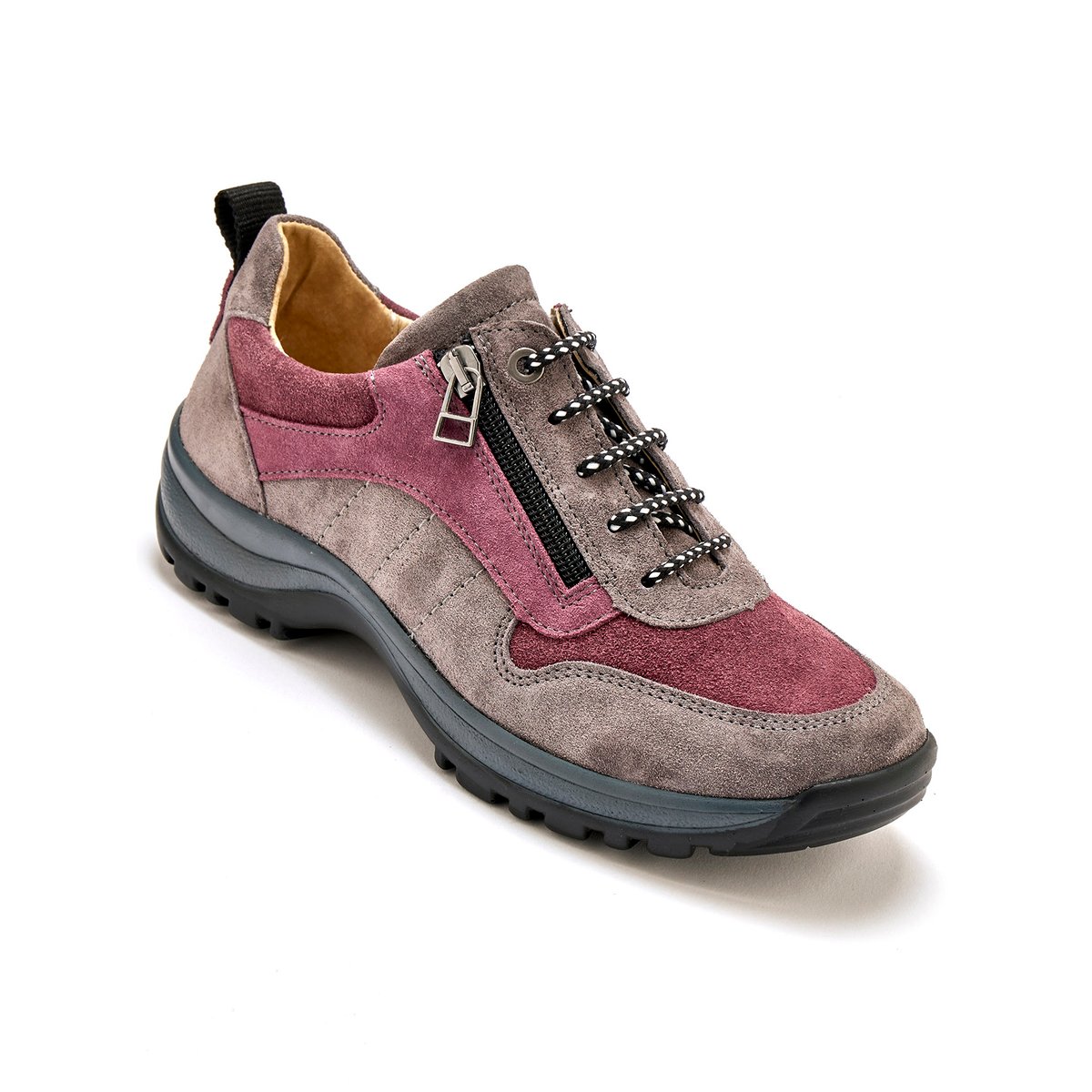 Chaussures de randonnée lacés et zippés gris, PEDICONFORT