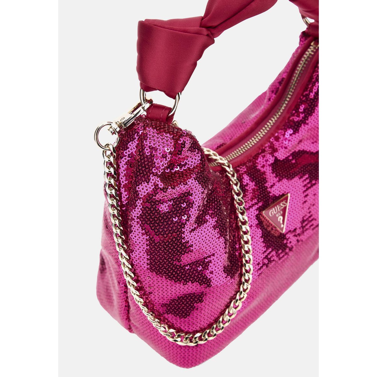 Mini Sac Hobo Velina À Sequins fuchsia, GUESS
