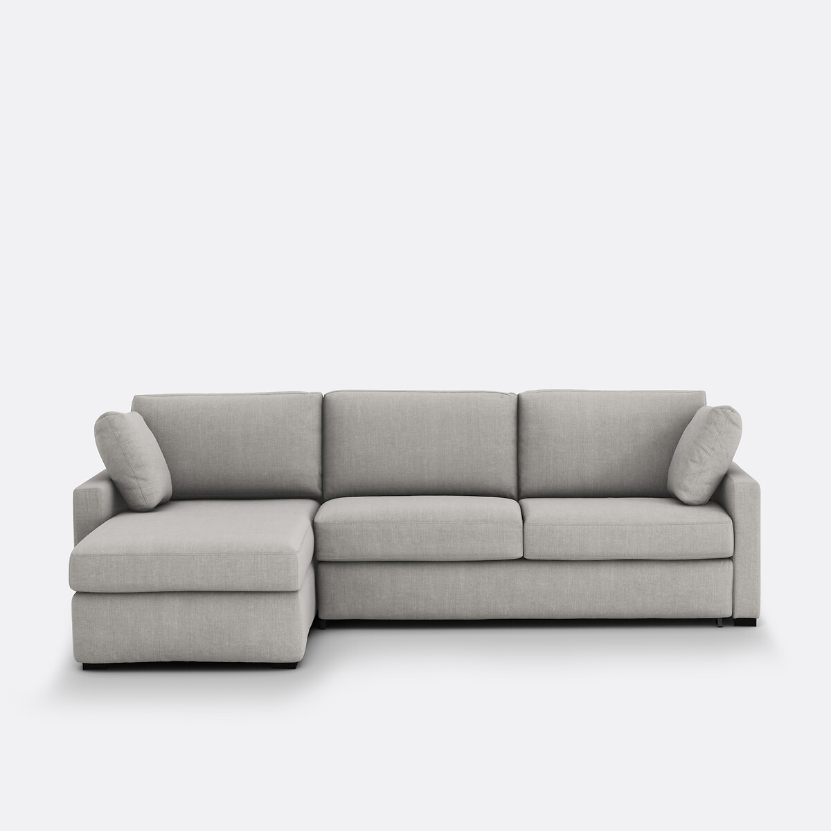Canapé d'angle, convertible, 4 places, en coton et lin, Comfort Bultex®, TIMOR gris clair, LA REDOUTE INTERIEURS